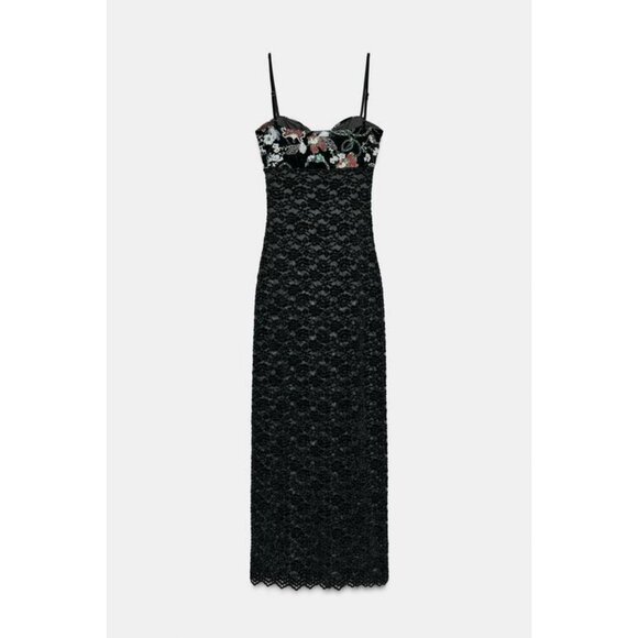 ZARA EMBROIDERED LACE DRESS - Picture 7 of 8